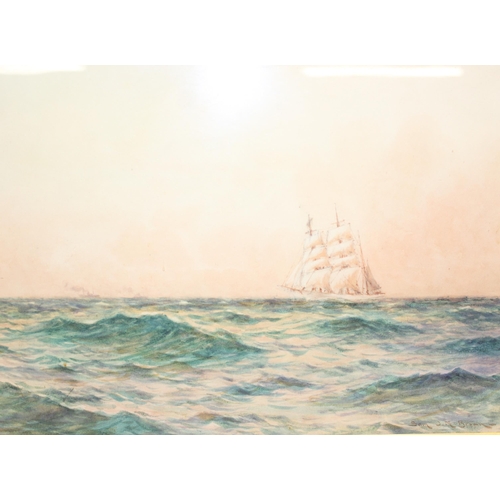 445 - Samuel John Milton Brown (British 1873-1965), detailed marinescape watercolour of a Clipper at sail,... 