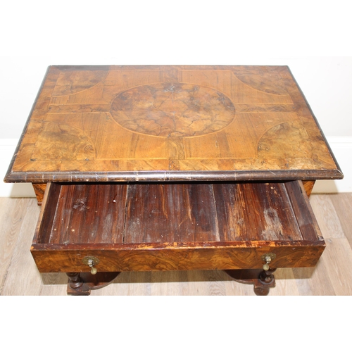 18 - A William & Mary or Queen Anne period c.1700 low boy or console table with circular parquetry inlaid... 