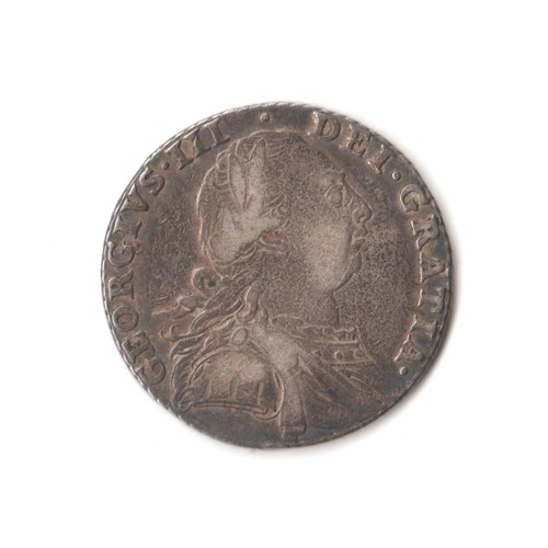 1200 - George III 1787 silver shilling coin, good details, approx 5.94g gross