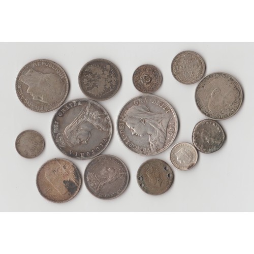 1201 - Qty of assorted mixed world and British coins all with silver content, approx 72.36g gross