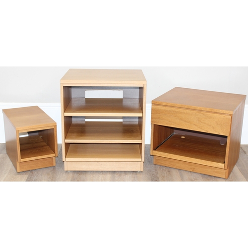 150 - 3 assorted pieces of Beaver & Tapley retro furniture to inc a bedside table with single drawer and 2... 