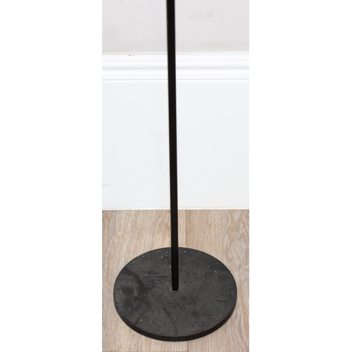 268B - Retro pole lamp with 2 red painted metal shades, approx 137cm tall