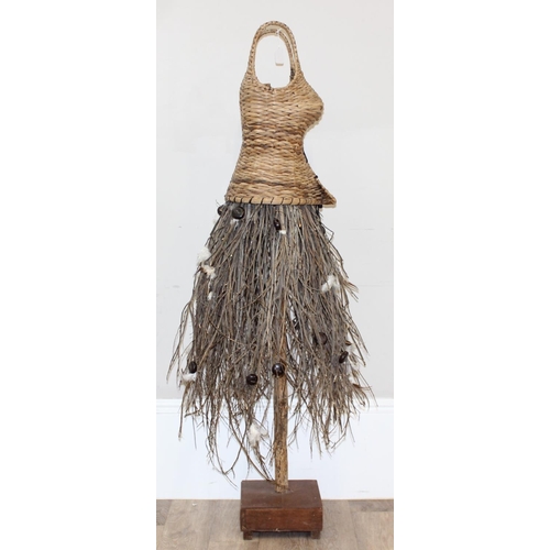 286 - An unusual wooden and wicker mannequin of female form, approx 161cm tall