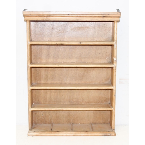 287 - A vintage pine wall display shelf with 4 shelves, approx 49cm wide x 14cm deep x 64cm tall