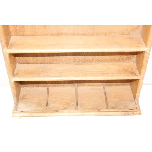 287 - A vintage pine wall display shelf with 4 shelves, approx 49cm wide x 14cm deep x 64cm tall