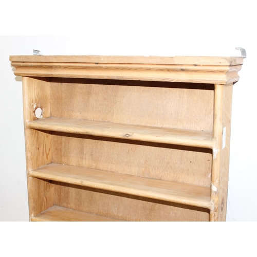 287 - A vintage pine wall display shelf with 4 shelves, approx 49cm wide x 14cm deep x 64cm tall