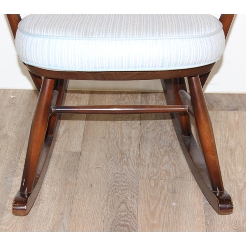 129 - Retro Ercol Goldsmith rocking chair with cushion, approx 61cm wide x 86cm tall