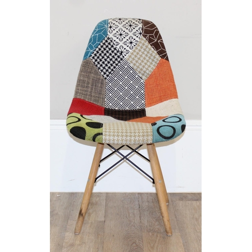 37 - A set of 4 retro style patchwork covered dining chairs with wooden and metal legs by Westwood of Ess... 