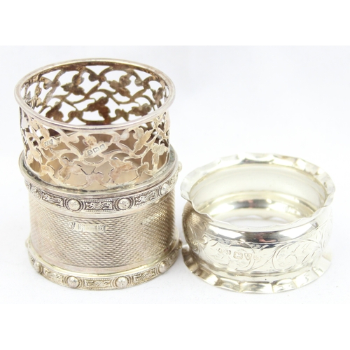 1017 - 9 assorted silver napkin rings, various dates and makers but all with English hallmarks, approx 234.... 