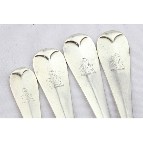 1022 - 4 silver forks, 3 dinner and one dessert fork, Sheffield 1916 & 1917 by William Hutton & Sons, each ... 