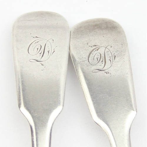 1048 - A pair of Georgian silver dessert spoons, London 1819 by Richard Poulden, approx 17cm wide, approx 8... 