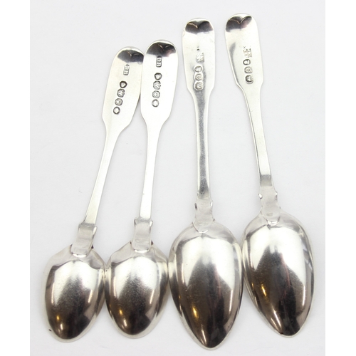 1052 - 2 pairs of antique silver teaspoons, London 1837 by Richard Britton & London 1809 by William Eley I,... 