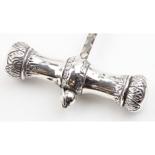 1083 - An antique silver handled corkscrew, the handle marked for Birmingham 1895 by Edward Souter Barnsley... 