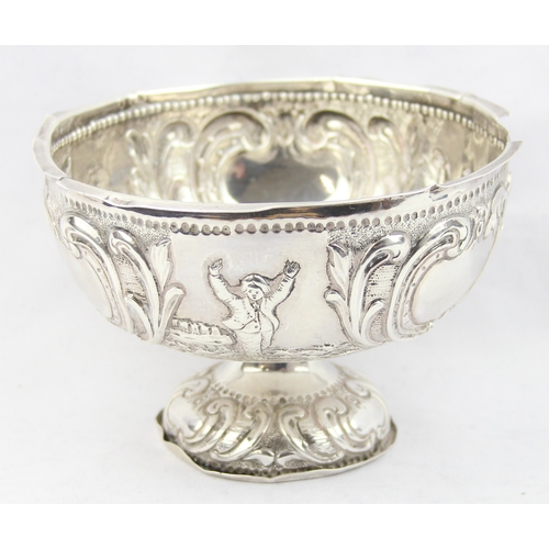 1087 - An unusual embossed silver bowl, import marks for London 1891 but the bowl believed to be Dutch and ... 