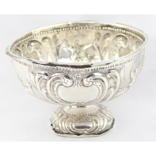 1087 - An unusual embossed silver bowl, import marks for London 1891 but the bowl believed to be Dutch and ... 