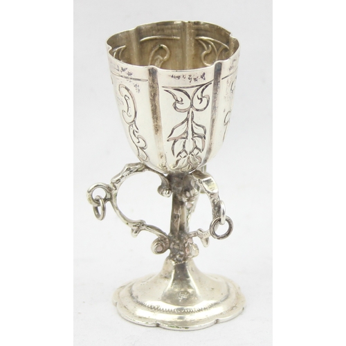 1089 - A rare miniature Dutch silver goblet or snake cup, indistinct marks to base but likely 17th century,... 