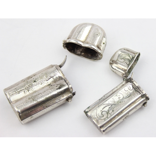 1090 - 2 antique Dutch silver vesta cases, both with indistinct marks but both likely 19th century, the lar... 