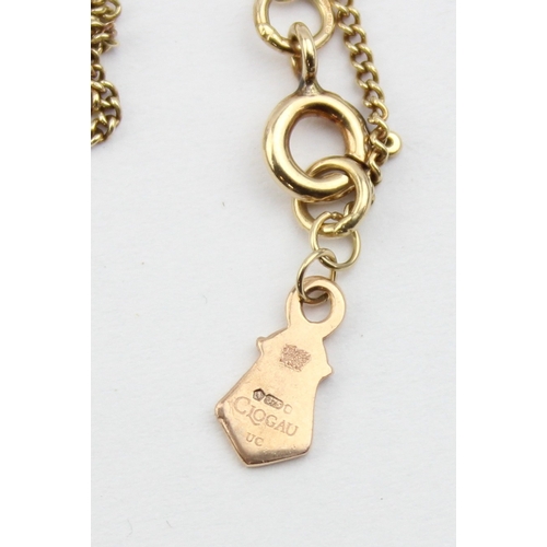 1104 - Clogau Welsh Gold, a vintage 9ct gold necklace with heart shaped pendant, the pendant decorated with... 