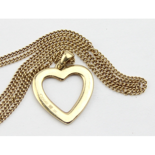 1104 - Clogau Welsh Gold, a vintage 9ct gold necklace with heart shaped pendant, the pendant decorated with... 