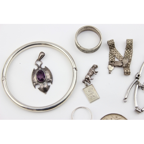 1109 - Qty of assorted silver and silver mounted jewellery, all pieces XRF confirmed, most marked, approx 7... 