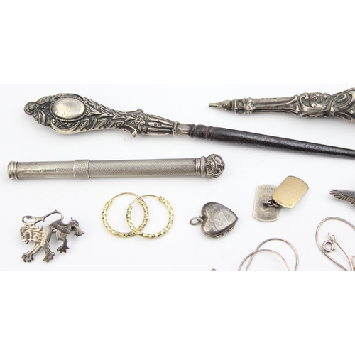 1119 - Qty of assorted silver and silver mounted jewellery and items to inc a silver mechanical pencil beli... 