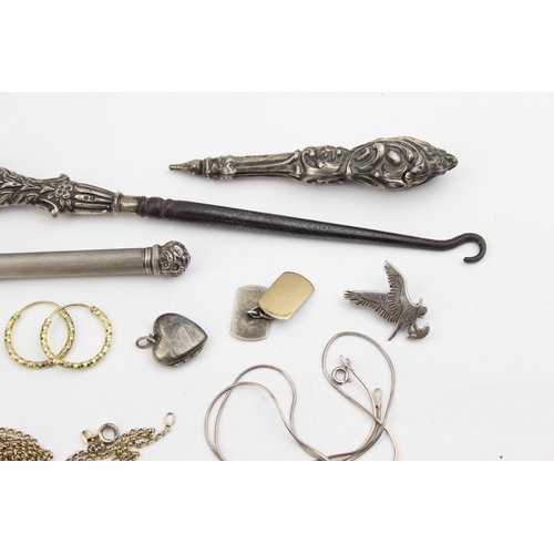 1119 - Qty of assorted silver and silver mounted jewellery and items to inc a silver mechanical pencil beli... 