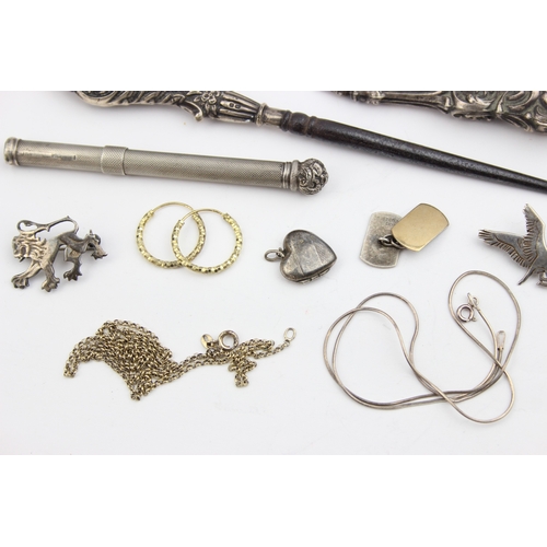 1119 - Qty of assorted silver and silver mounted jewellery and items to inc a silver mechanical pencil beli... 