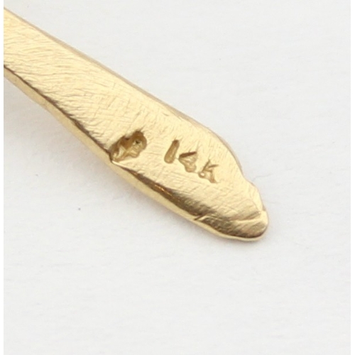 1138 - A 14ct gold pendant or charm formed as a Roadrunner bird, marked 14k and XRF confirmed, likely Ameri... 