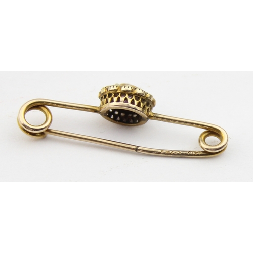 1139 - An antique 9ct gold, seed pearl and amethyst bar brooch, indistinctly marked and XRF confirmed, pres... 