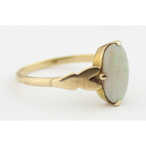 1142 - A vintage 9ct gold ring set with oval shaped opal, marked 9ct and XRF confirmed, approx size M, appr... 