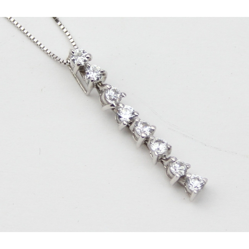 1144 - 9ct white gold and white stone pendant on fine 9ct gold chain, marked and XRF confirmed, approx 40cm... 