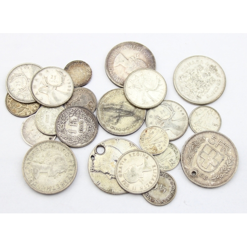 1204 - A qty of assorted mixed world coins all with silver content, approx 127.86g gross