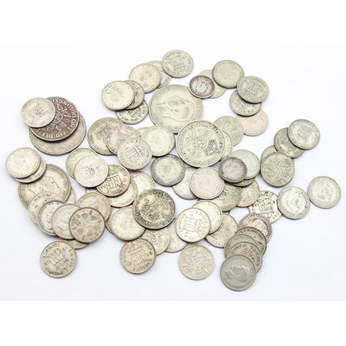 1205 - A large qty of assorted British coins with silver content, half crowns down to three pence coins, ne... 