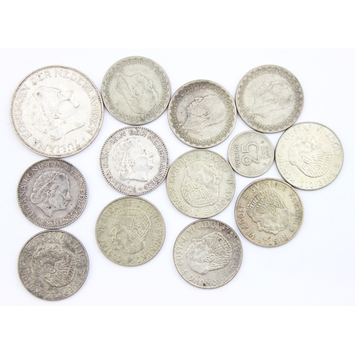 1207 - Qty of assorted mixed world coins all with silver content, approx 92.77g gross