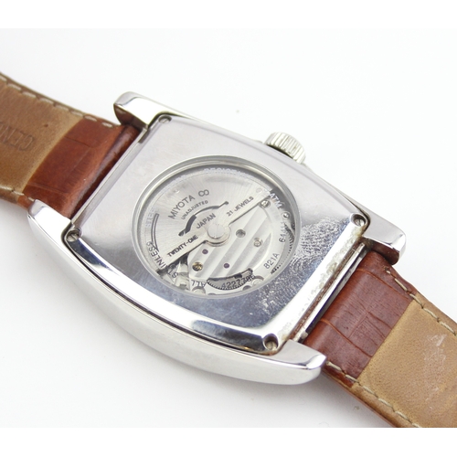 1309 - Dugena-Matic watch with automatic movement, with brown crocodile effect leather strap, with paperwor... 