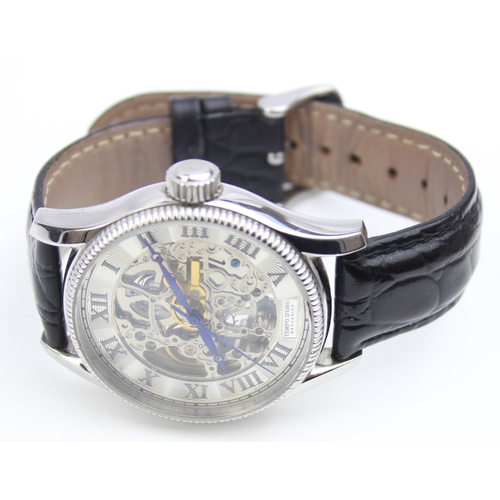 1311 - Tempo D'Oro Meccanico wrist watch with skeleton movement and black leather strap