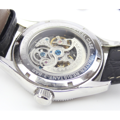 1311 - Tempo D'Oro Meccanico wrist watch with skeleton movement and black leather strap