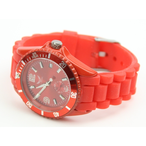 1314 - A modern St Tropez watch with red rubber strap, automatic movement