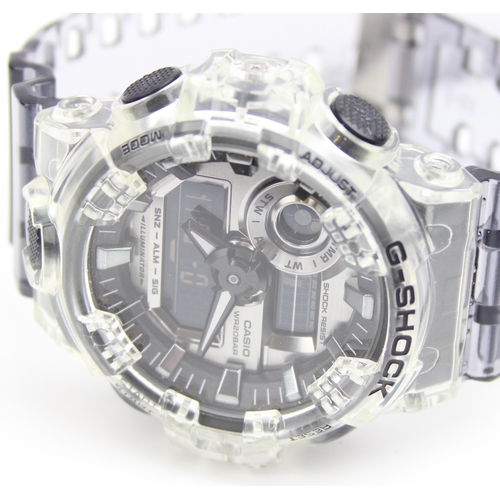 1315 - A Casio G-Shock 5522 GA-700SK watch with clear grey plastic strap and manual