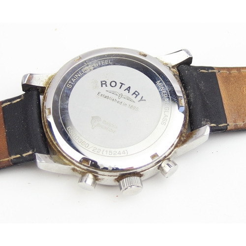 1322 - A vintage Rotary GS00360/22 watch with white dial, quartz movement and black leather strap, dial app... 