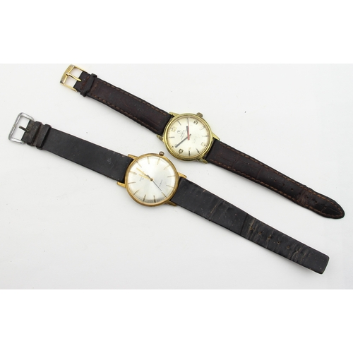 1338 - 2 vintage watches with gold plated cases and leather straps, one a Lanco Sport-de-Luxe and the other... 