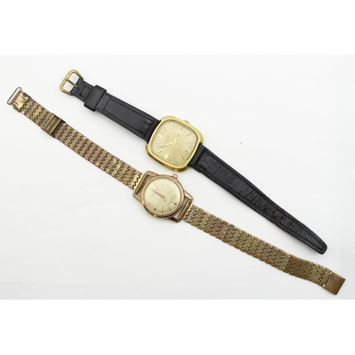 1339 - 2 vintage watches with gold plated cases, one with leather strap, one Avia and the other MuDu Double... 