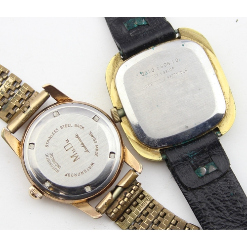 1339 - 2 vintage watches with gold plated cases, one with leather strap, one Avia and the other MuDu Double... 