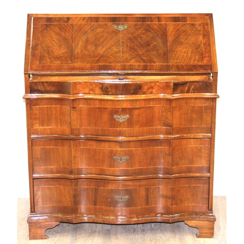 164 - An antique style Venetian designed bureau with fitted interior and hidden compartment, overall shape... 