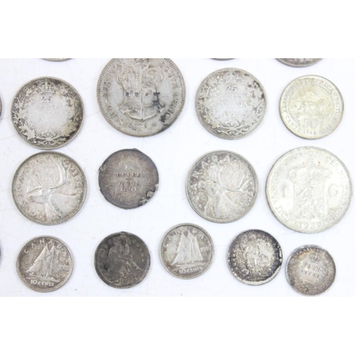 1220 - Qty of assorted mixed world coins all with silver content, approx 167.49g gross