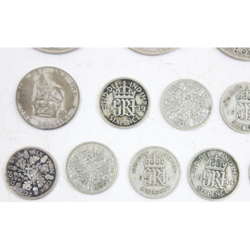 1221 - Qty of assorted mixed British silver coins, mainly 0.500 silver content, approx 195.43g gross