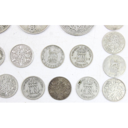 1221 - Qty of assorted mixed British silver coins, mainly 0.500 silver content, approx 195.43g gross