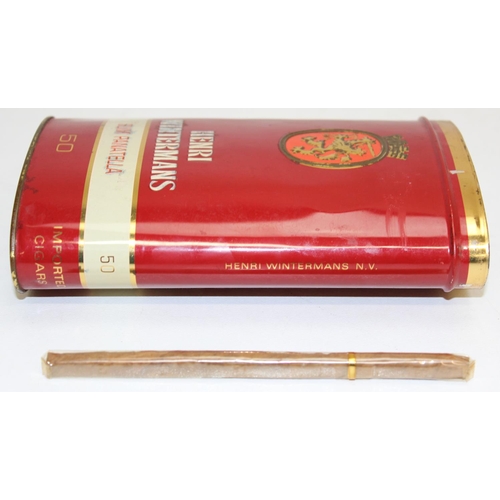 1400B - A vintage Henri Wintermans Slim Panatella cigar tin containing assorted seemingly unbranded cigars a... 