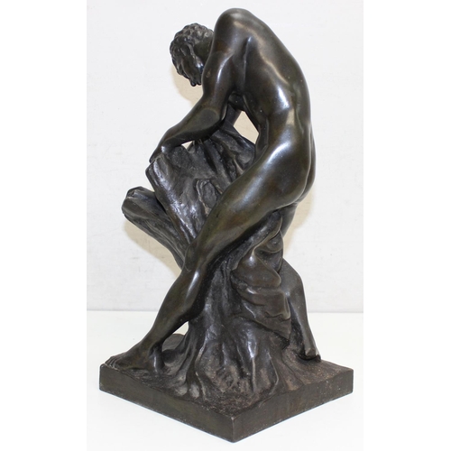 1419 - After Edme Dumont (French, 1761-1844): a cast metal Figure of Milo of Croton, attempting to split th... 