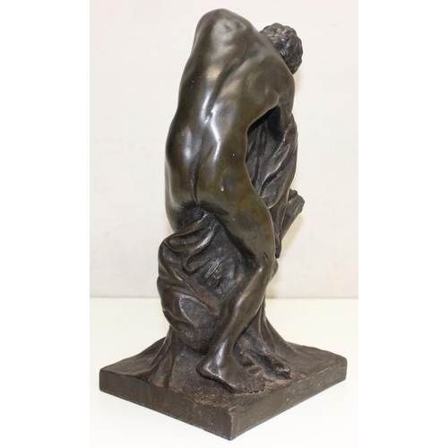 1419 - After Edme Dumont (French, 1761-1844): a cast metal Figure of Milo of Croton, attempting to split th... 